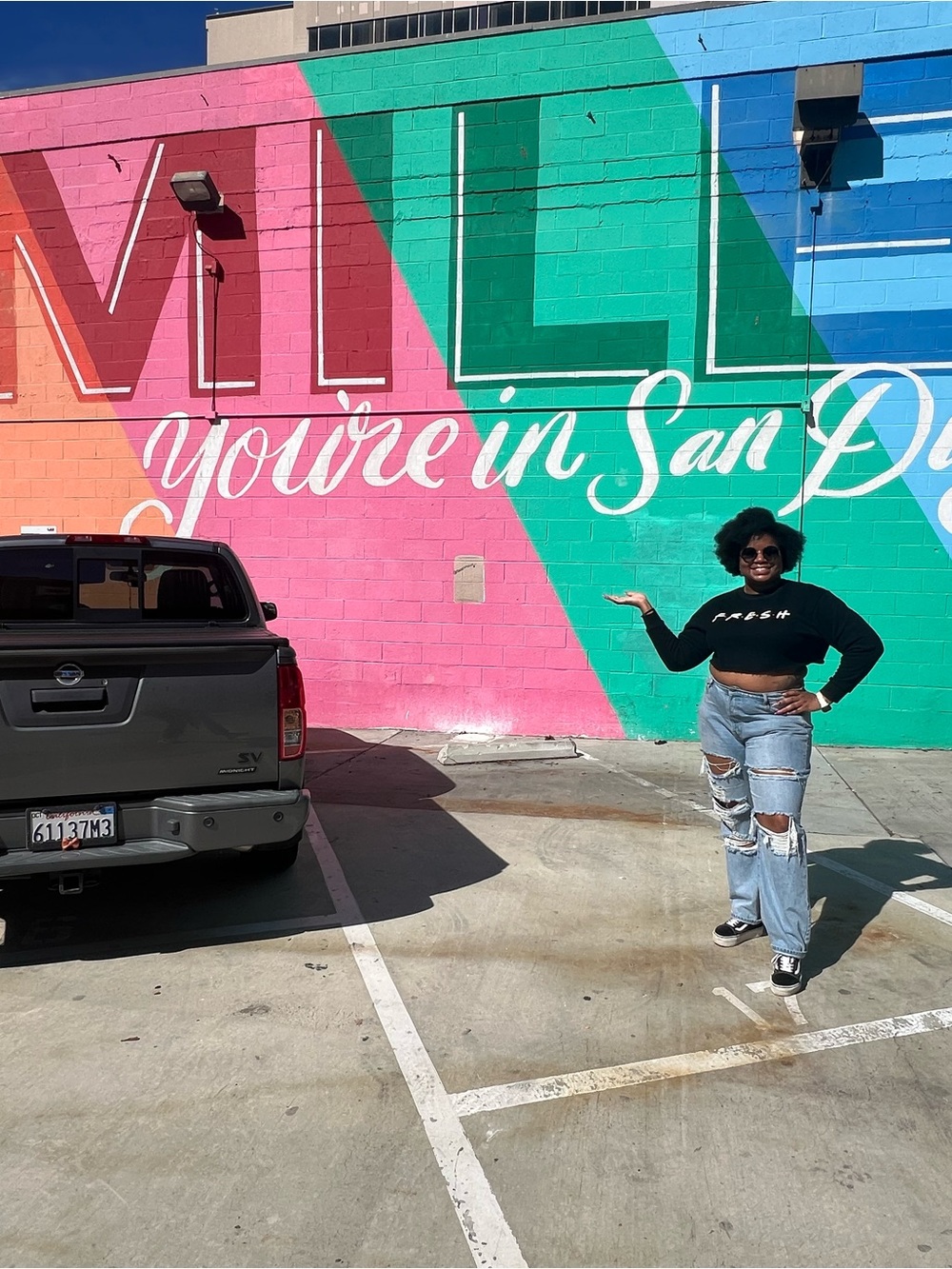 Fashion Nova Black 'F.R.E.S.H' Cropped Sweatshirt